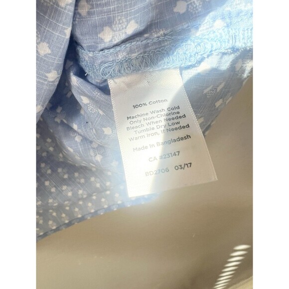 TALBOTS Womens XL Boxy  Sleeveless Popover Top Blue Floral Ruffle Neck Shirt - Picture 5 of 7